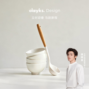 olayks立时硅胶汤勺家用大号盛汤勺不粘锅专用勺子耐高温盛粥勺