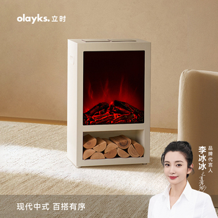 olayks立时原创设计暖风机电暖气取暖器家用仿真火焰实木电壁炉