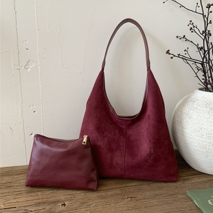 【子母包】简约大容量红色托特包hobo包2025新款潮洋气百搭大包