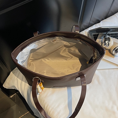 【有拉链贴袋】大容量硬底托特包