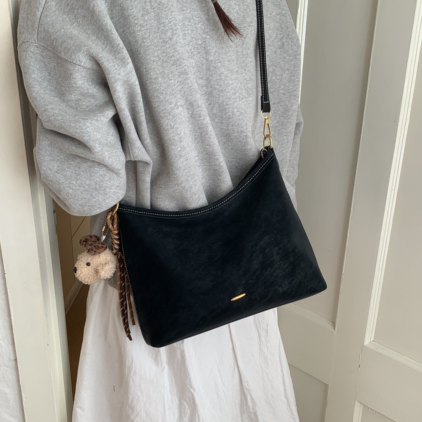 【两条肩带】简约纯色腋下斜挎两用包上班通勤包2025新款潮百搭