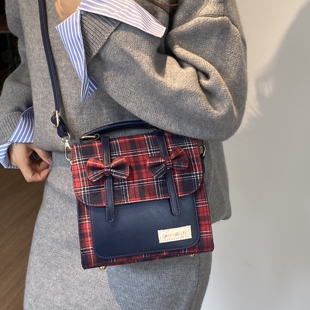 【多种背法】甜美格子小背包单肩斜挎双肩包2026新款潮百搭休闲