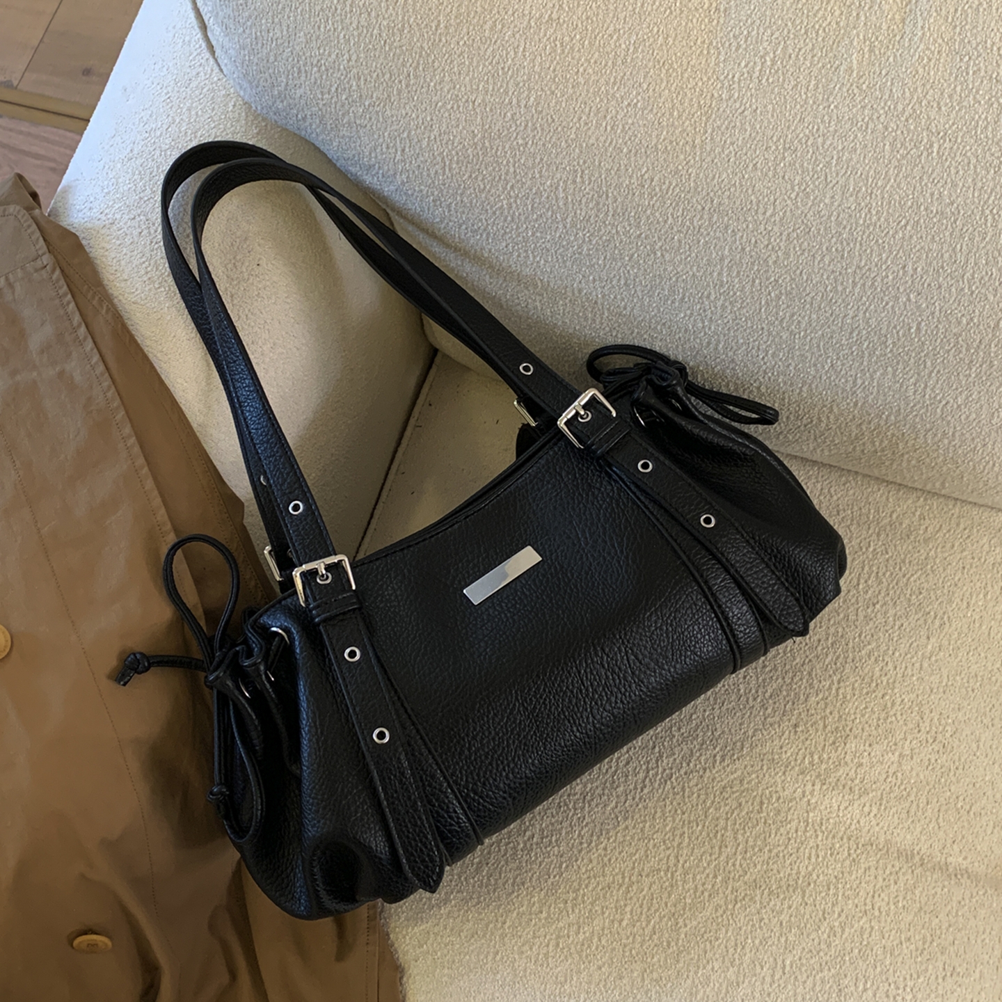 高级感复古荔枝纹大容量腋下包