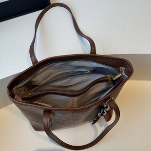 【有拉链夹层】大容量简约托特包上班通勤包2025新款潮百搭大包