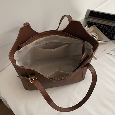 【有拉链贴袋】大容量简约托特包