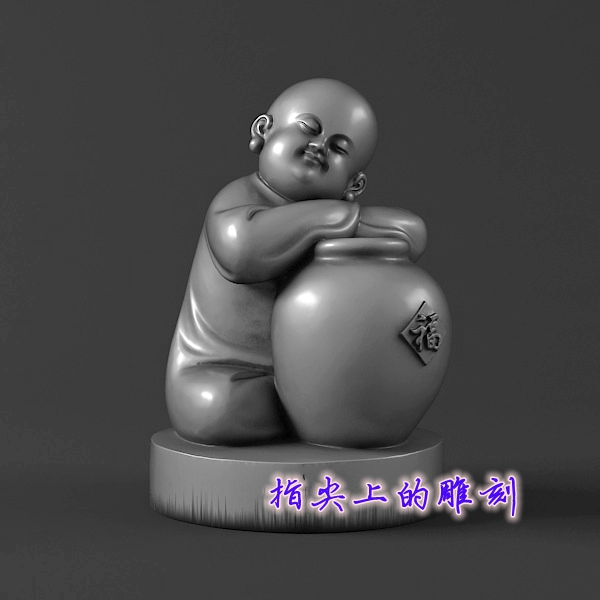 3D打印小佛像摆件可爱禅修佛陀模型  小和尚抱坛