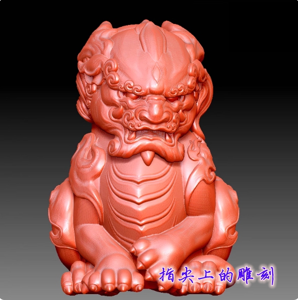 圆雕图三维图STL雕刻3D打印素材立体图精雕   9398狮子蹲貔貅