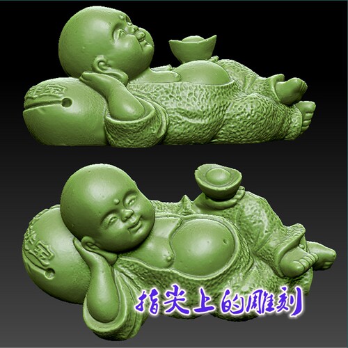 三维立体图3D打印雕刻图stl圆雕图   招财进宝镇纸压角