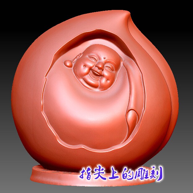 三维立体图精雕3D打印雕刻图stl圆雕图   弥勒寿桃