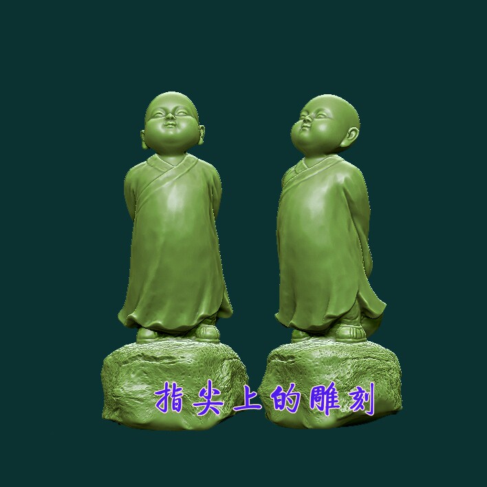 小沙弥佛像3D模型禅意摆件  傲气小和尚宁静致远