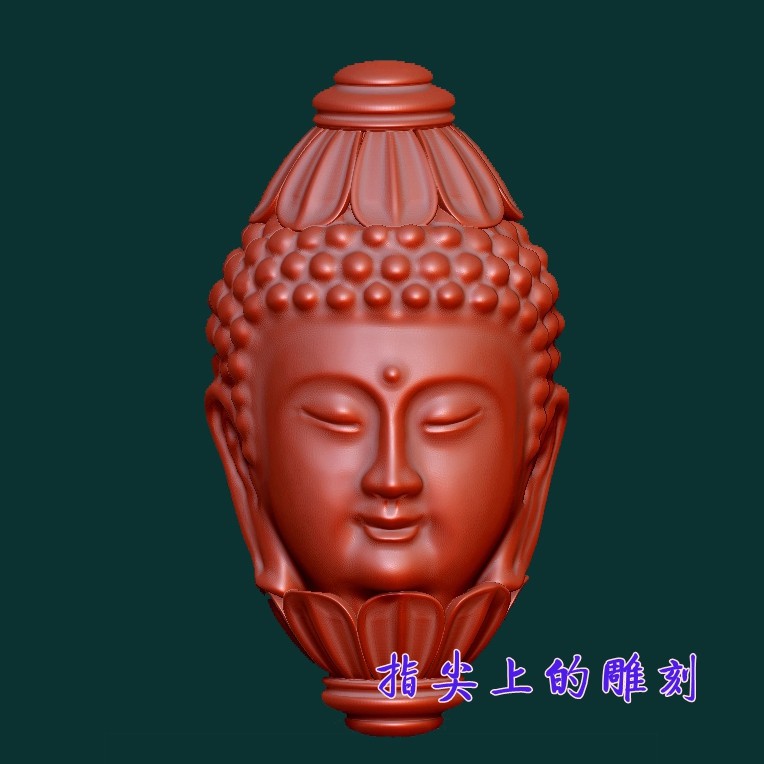 圆雕图三维图STL雕刻3D打印素材立体图精雕  橄榄核雕佛头