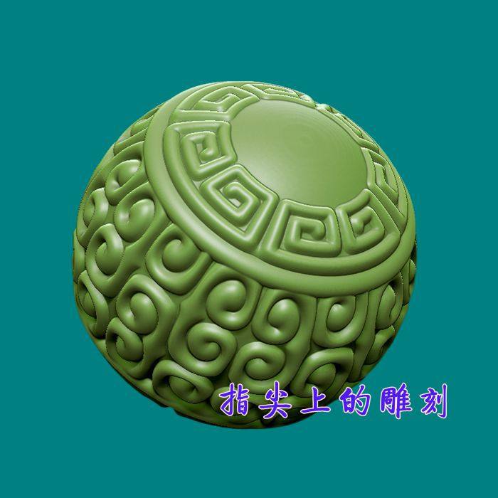 圆雕图三维图STL雕刻3D打印素材立体图精雕  回纹圆珠2
