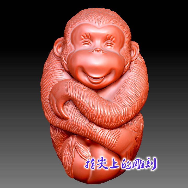 猴福寿双全核雕2D/3D绘图