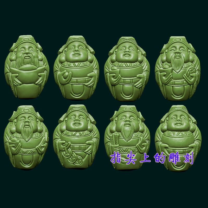 圆雕图三维图STL雕刻3D打印素材立体图精雕  锦衣招财核雕财神