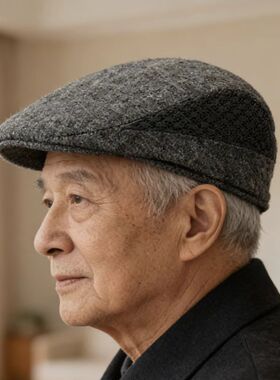 凉鸭舌帽子中老年男士春夏季新款亚麻老人户外休闲鸭舌前进帽