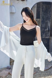 背心女打底莫代尔舒适简约修身 丽维正品 网纱V领小吊带LD7118