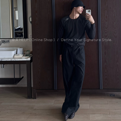 黑色高级百搭长裤垂感休闲裤