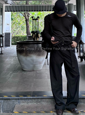 AHelp2.0经典百搭捏折通勤A字裤可调节腰带立体宽松老钱休闲长裤