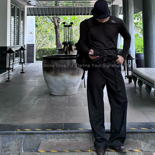 可调节腰带立体宽松老钱休闲长裤 AHelp2.0经典 百搭捏折通勤A字裤