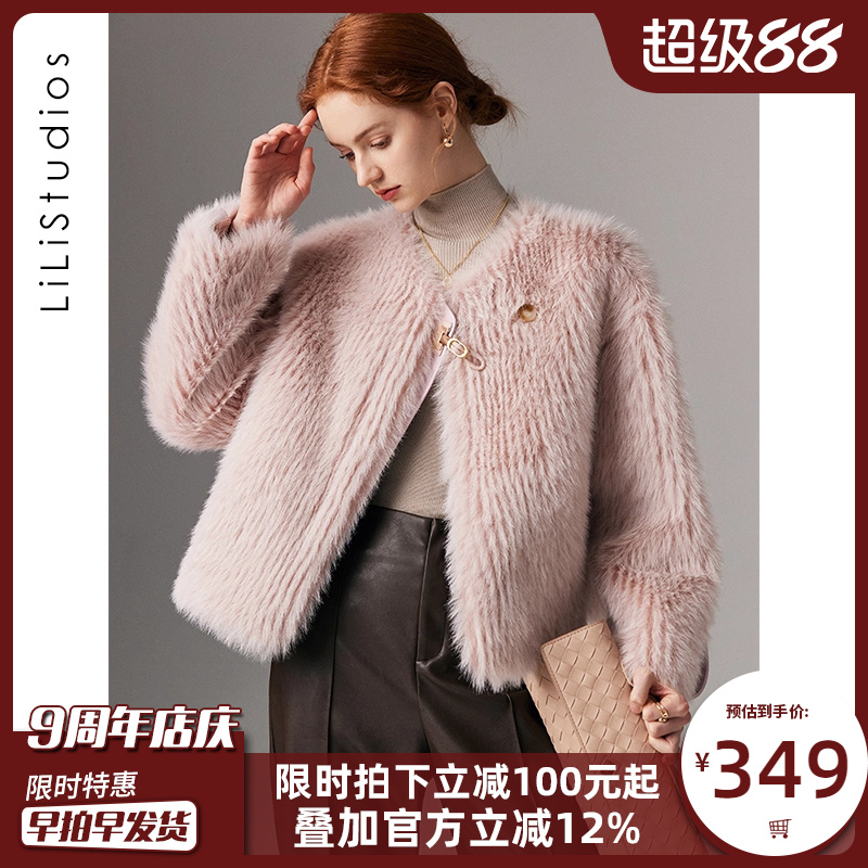 整皮仿狐狸毛皮草外套女环保毛毛