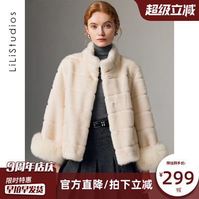 皮毛一体外套女狐狸毛水貂绒皮草