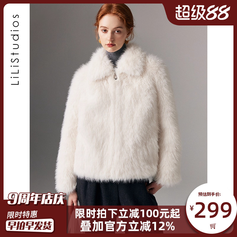 狐狸毛皮草外套女年轻环保仿毛毛