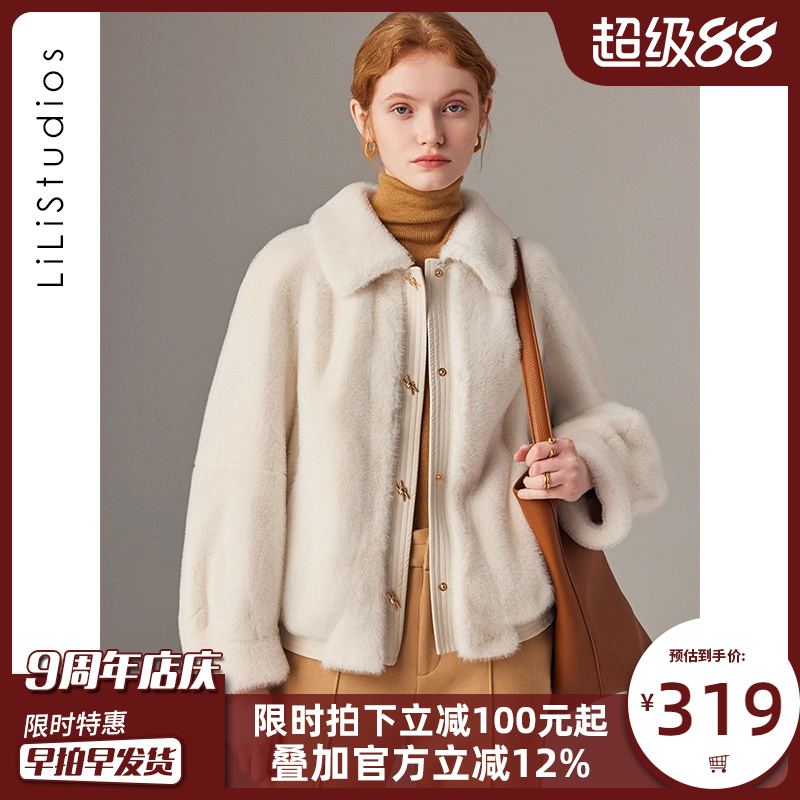水貂绒皮毛一体外套女环保皮草