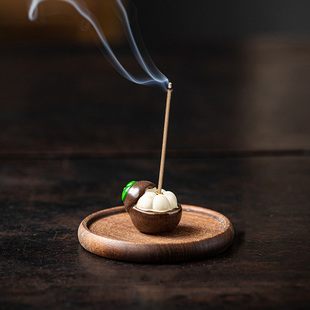 山竹小众可爱风陶瓷线香盘香插底座底托室内香薰炉点香创意小摆件