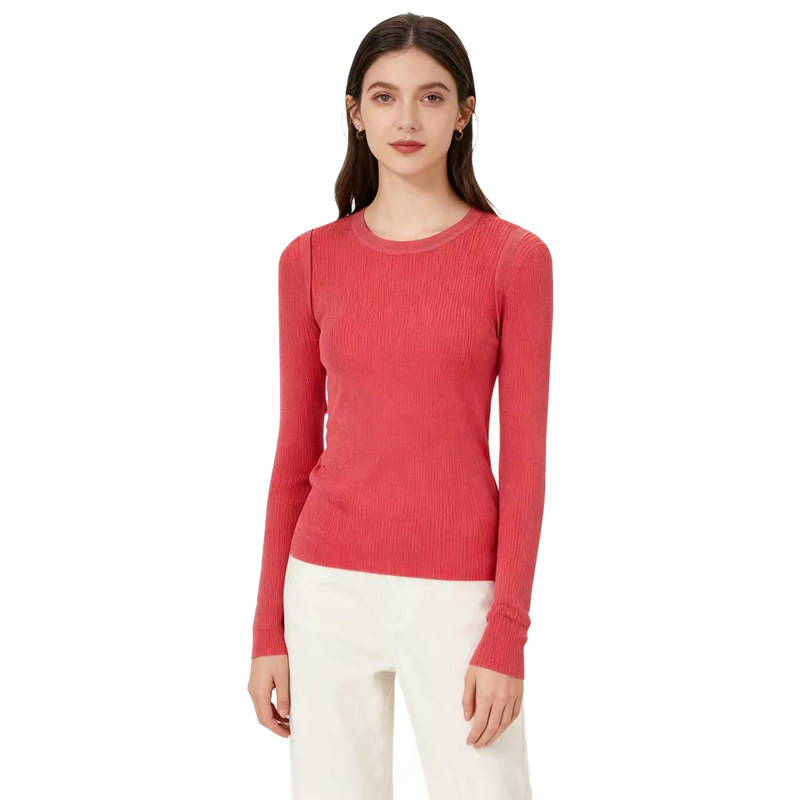 【D玛纳】女士线衫圆领纯色简约休闲修身显瘦舒适百搭DMA835