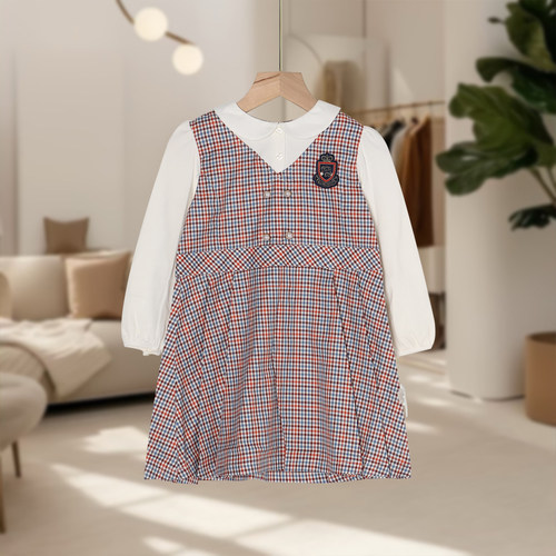 【恋-KIDS】儿童婴童连衣裙拼色格子百搭时尚YT106