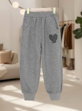 【马lavi】儿童时尚爱心图案纯色针织裤简约休闲舒适百搭J81