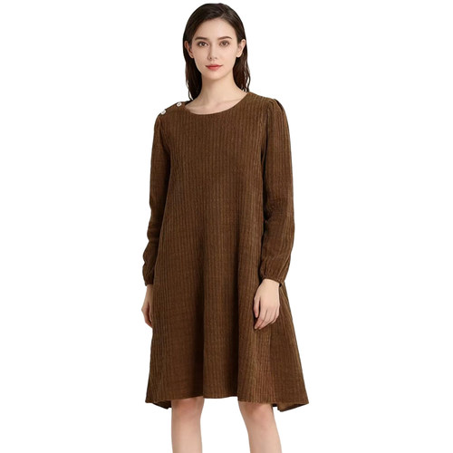 【D玛纳】时尚休闲连衣裙（含腰带）气质简约舒适高级感DMA838