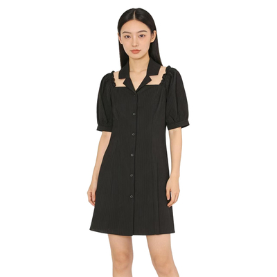 SP系列-法式气质黑色短袖衬衫连衣裙P173/P243/P356