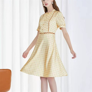 SF系列-淑女中长款波点收腰短袖连衣裙SF76