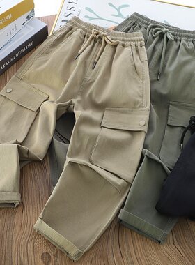 男童裤子春款工装裤直筒儿童新款宽松百搭潮单裤中大童休闲装春装