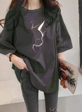 100%纯棉短袖t恤女夏季韩版2026新款宽松显瘦小众设计感上衣ins潮