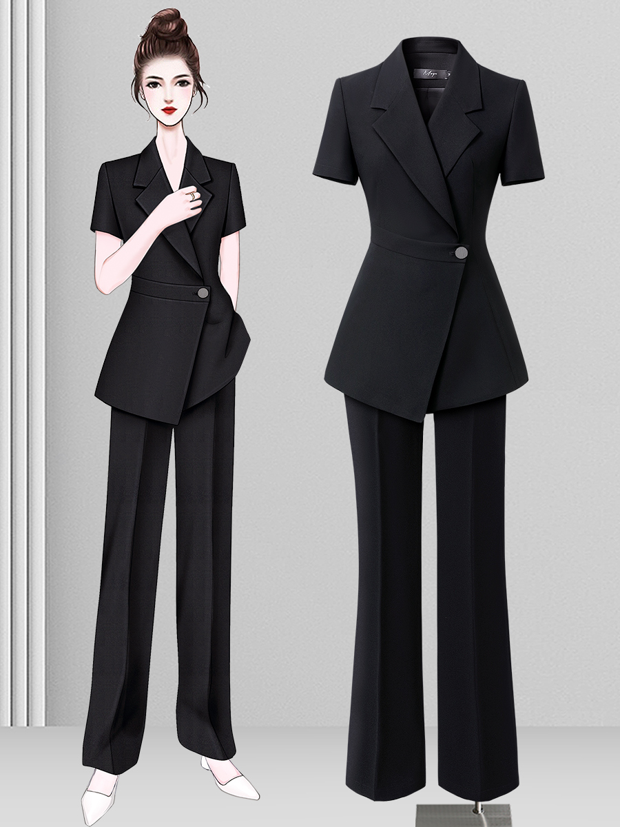 Short sleeve Suit female 2025 The new summer Thin money black temperament commute high-end occupation leisure time coverall