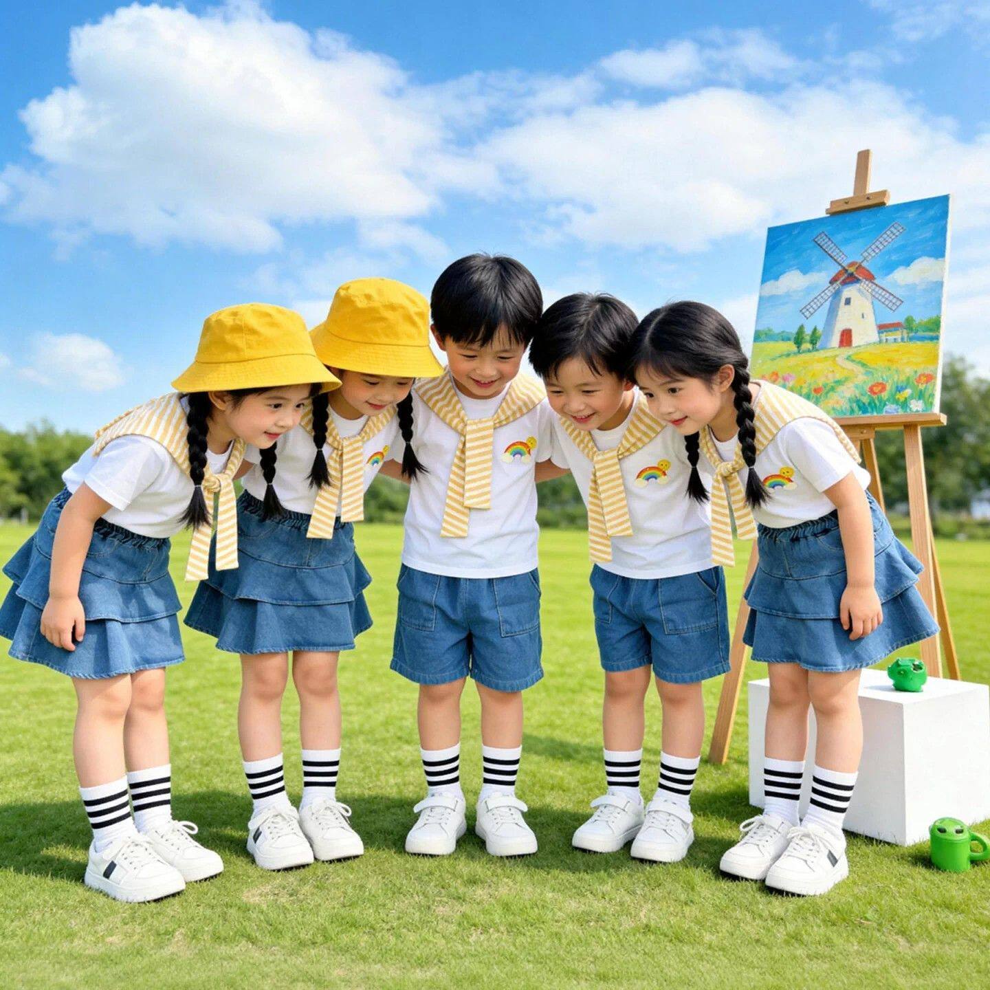 六一儿童节演出服糖果色啦啦队表演服幼儿园小学生可爱毕业照套装