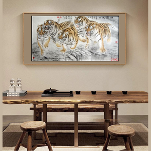 苏绣DIY套件初学 老虎 群虎雄霸天下45*86 手工刺绣装饰画