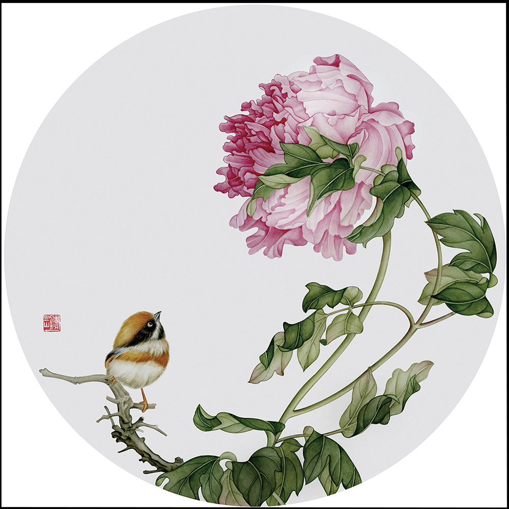 苏绣diy套件初学 呆萌小花鸟 35*35 乔迁新房礼品手工刺绣装饰画