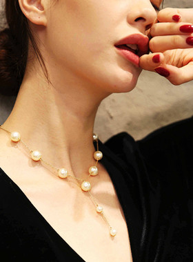短款仿珍珠韩国锁骨链