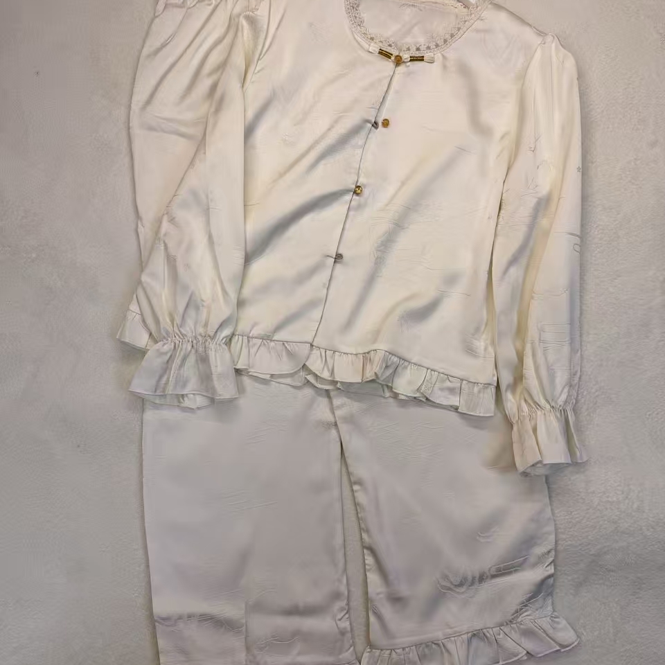 复古宫廷风女睡衣冬季长袖花边圆领高级感宽松家居服套装