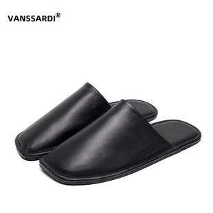 居家办公防滑平底外穿真皮凉拖鞋 男士 简约高级包头羊皮拖鞋 春夏季