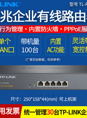 普联TP-LINK TL-R476G 5口企业级千兆有线路由器 带机量100 办公商业酒店 AP管理 上网行为管理路由五孔