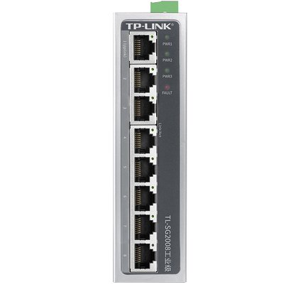普联TP-LINK TL-SG2008工业级 WEB网管 云管理交换机企业/监控 导轨高温宽压  12V 24V48V供电 端口中断报警