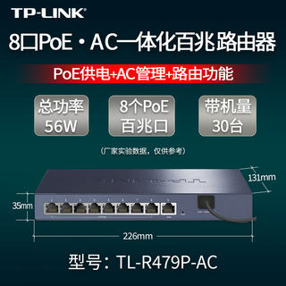TP-LINK  TL-R479P-AC 9口一体化路由器8口poe有线宽带路由ap管控三合一多功能路由一体机企业别墅无线组网