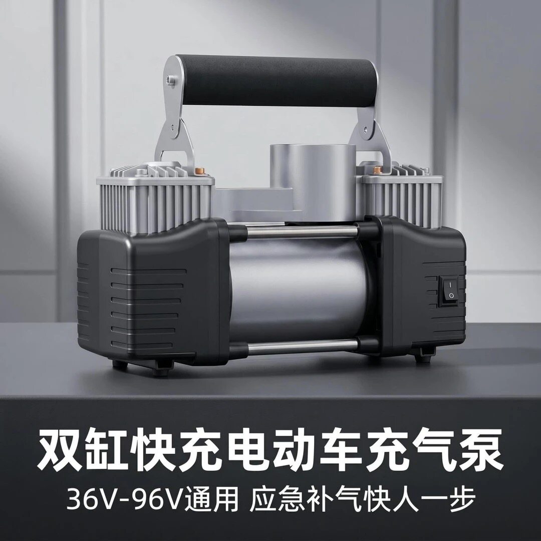 车载充气泵双缸36V-96V电动车打气泵户外多功能轮胎充气筒