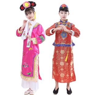 新款儿童满族少数民族风舞蹈表演服装古装丫鬟格格公主奴婢演出服