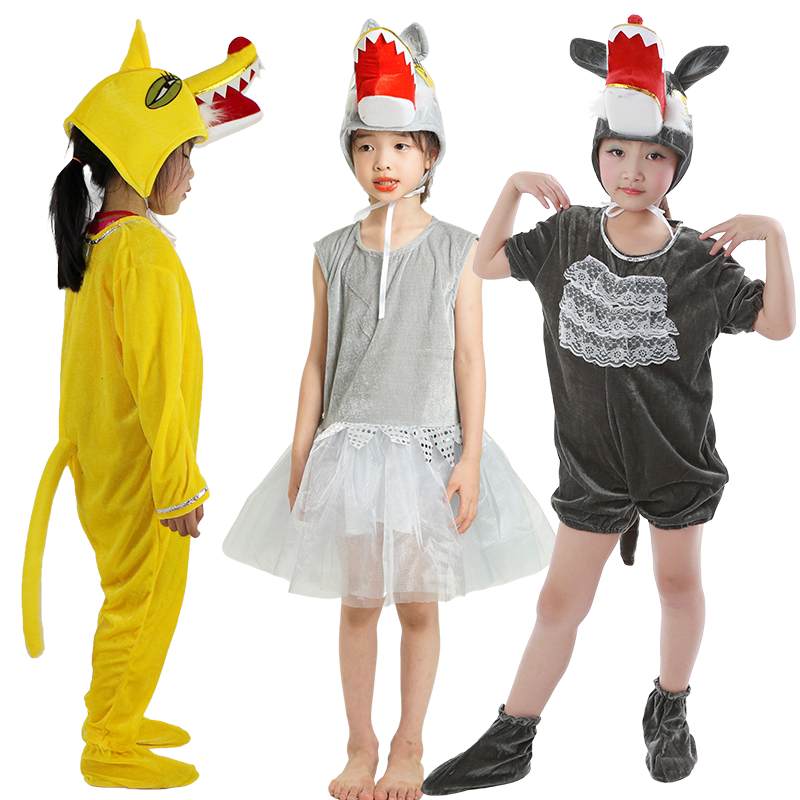 六一儿童小羊动物表演服绵羊山羊演出服幼儿园大灰狼卡通造型服装