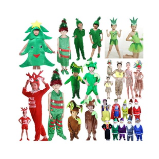 儿童白雪公主小矮人演出服幼儿园圣诞树驯鹿麋鹿小草猎人表演服装